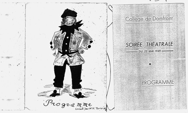 Programme de la soirée théâtrale du 22 mai 1949 (page 1 et 2).