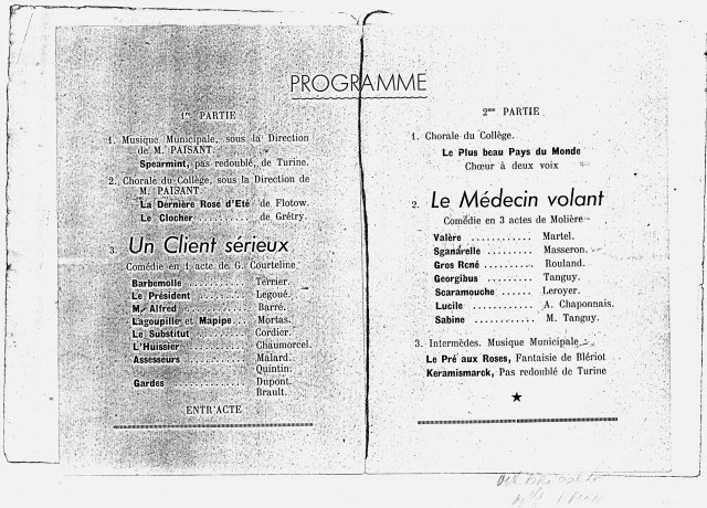 Programme de la soirée théâtrale du 22 mai 1949 (page 3 et 4).